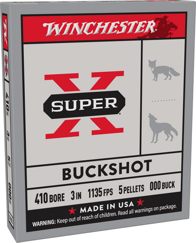 Winchester Super-X 410 Bore Ammunition 3" 000 Buckshot 5 Pellets (5pk) (XB413)