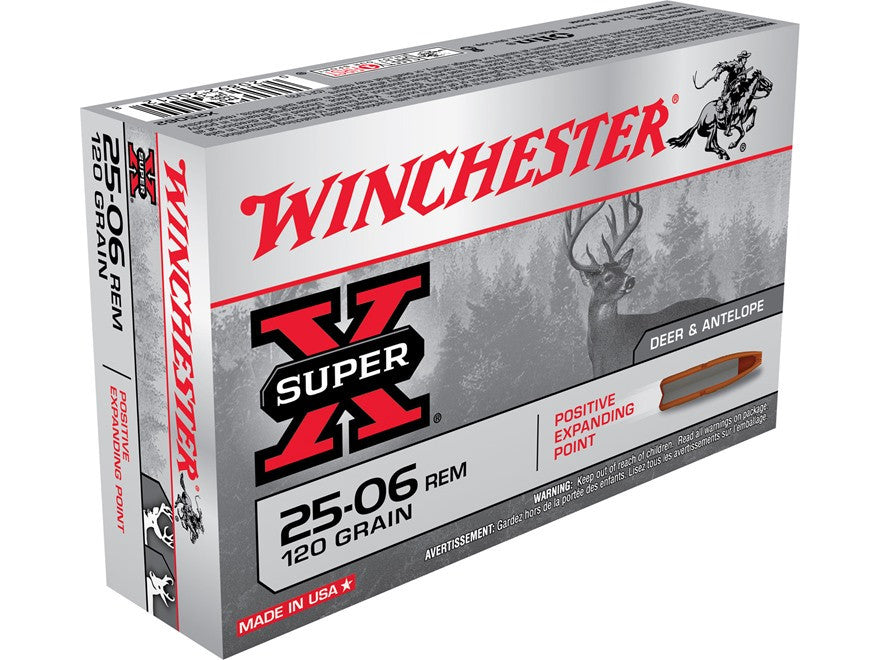 Winchester Super-X Ammunition 25-06 Remington 120 Grain Positive Expanding Point (20pk) (X25062)