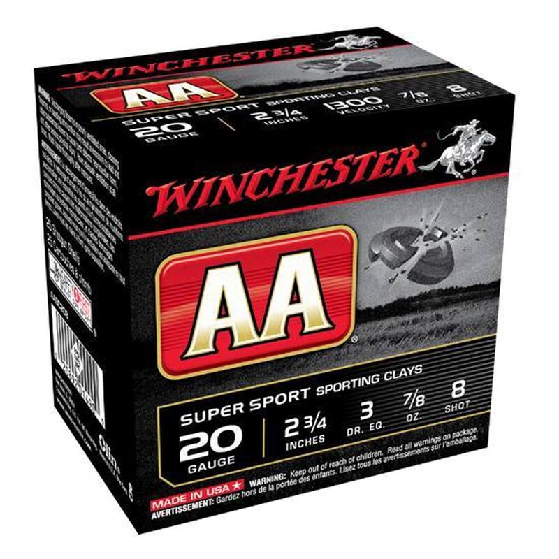Winchester AAt Sporting Clays 20Ga Ammunition 2-3/4" 7/8 oz #8 Shot (25pk) AASC208)