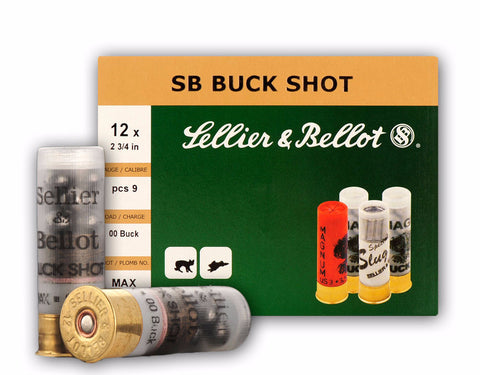 Sellier & Bellot Buck Shot 12 Gauge Ammunition 2-3/4" AAA 44 Pellets (25pk) (V211712)