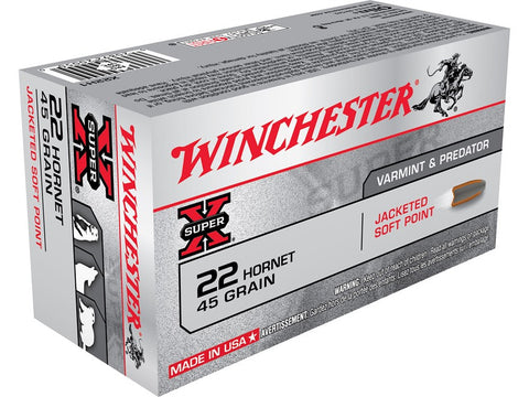 Winchester Super-X Ammunition 22 Hornet 45 Grain Soft Point (50pk)