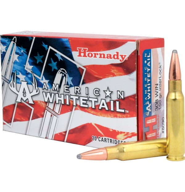 Hornady American Whitetail Ammunition 308 Winchester 150 Grain Interlock (20pk)