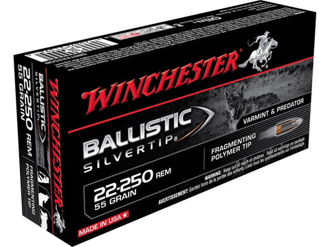 Winchester Supreme Ammunition 22-250 Remington 55 Grain Ballistic Silvertip (20pk)