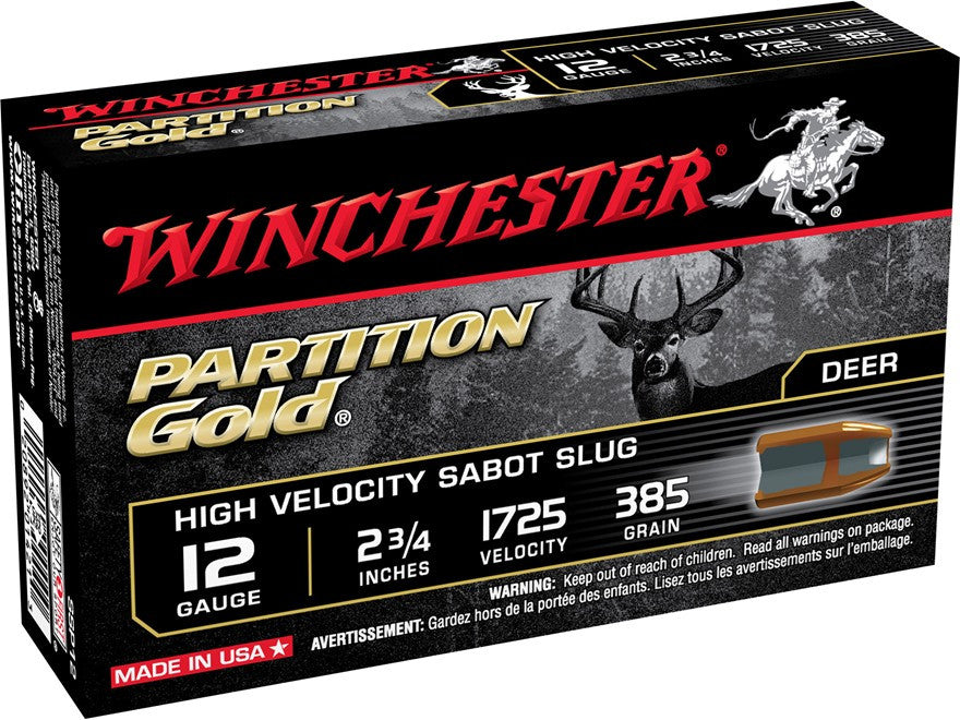 Winchester Ammunition 12 Gauge 2-3/4" 385 Grain Partition Gold Sabot Slug (5pk)