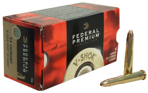 Federal Premium Vital-Shok Ammunition 22 Hornet 30 Grain Speer TNT Green Hollow Point Lead-Free (50pk)