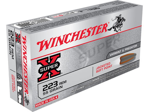 Winchester Super-X 223 Remington Ammunition 55 Grain Pointed Soft Point (20pk) (X223R)