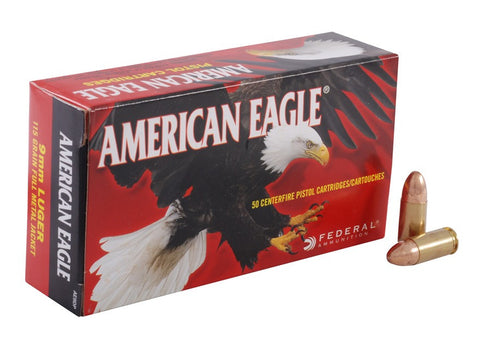 Federal American Eagle Ammunition 9mm Luger 115 Grain Full Metal Jacket (50pk)