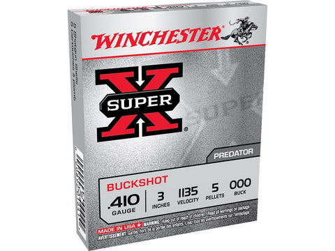 Winchester Super-X 410 Bore Ammunition 2-1/2" 000 Buckshot 3 Pellets (5pk) XB41000)