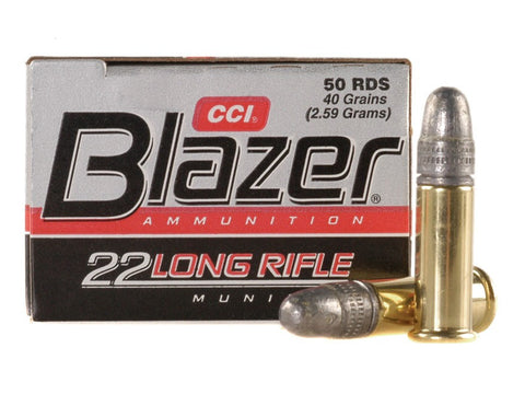 CCI Blazer Ammunition 22 Long Rifle (22LR) 40 Grain Lead Round Nose (LRN) (50pk) (0021)