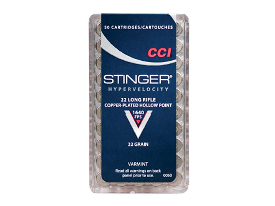 CCI Stinger Ammunition 22LR 32 Grain Plated Lead Hollow Point (HP) (50pk) (0050)