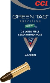 CCI Green Tag Ammunition 22LR 40 Grain Lead Round Nose (LRN) (100pk) (0033)