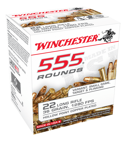 Winchester Value Pack Ammunition 22 Long Rifle (22LR) 36 Grain Copper Plated Hollow Point (HP) (555pk)