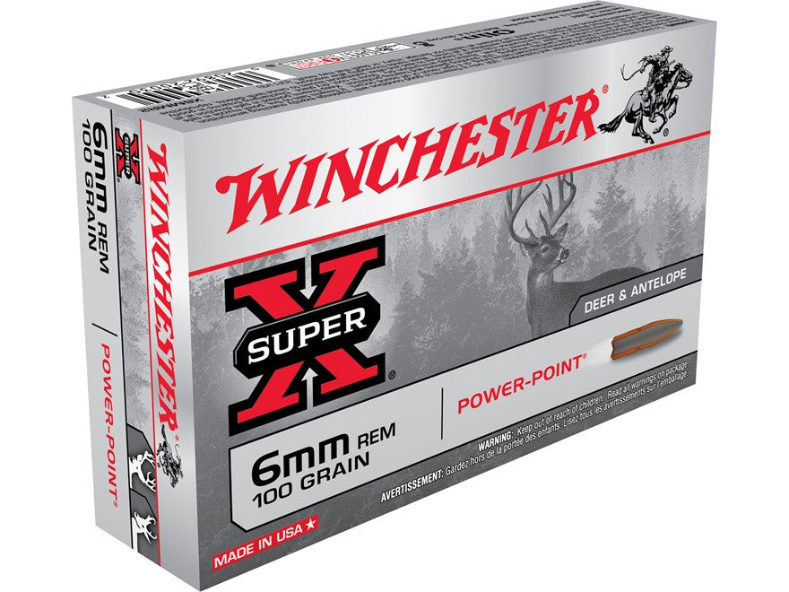 Winchester Super-X Ammunition 6mm Remington 100 Grain Power-Point (20pk)