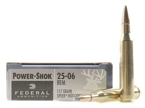 Federal Power-Shok Ammunition 25-06 Remington 117 Grain Speer Hot-Cor Soft Point (20pk)
