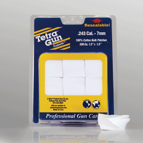 Tetra Gun Cleaning Patches 1.5"x1.5" 6mm (.243 Cal) to 7mm (500pk)