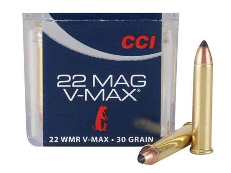 CCI V-Max Ammunition 22 Winchester Magnum Rimfire (WMR) (22Mag) 30 Grain Hornady V-Max (50pk)