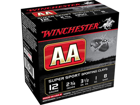 Winchester AA Super Sport Sporting Clays Ammunition 12 Gauge 2-3/4" 1 oz #8 Shot (25pk)