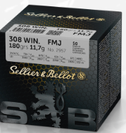 Sellier & Bellot Ammunition 308 Winchester 180 Grain Full Metal Jacket (50pk)