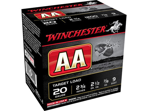 Winchester AA 20 Gauge Ammunition 2-3/4" 1 oz #7 1/2 Shot (25pk)