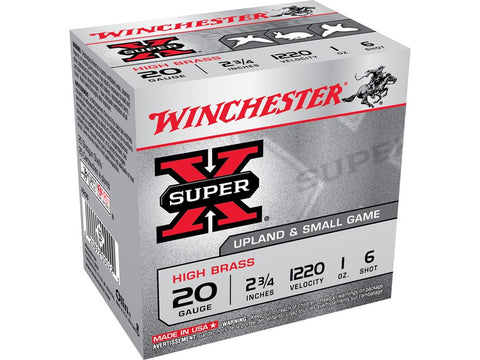 Winchester Super-X 20 Gauge Ammunition 2-3/4" 1 oz #6 Shot (25pk) (X206)