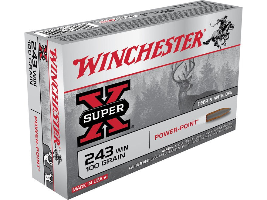Winchester Super-X Ammunition 243 Winchester 100 Grain Power-Point (20pk) (X2432)