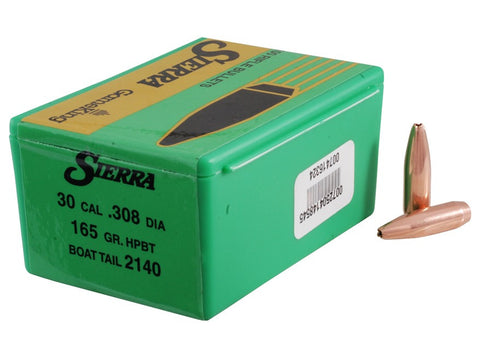 Sierra GameKing Bullets 30 Caliber (308 Diameter) 165 Grain Hollow Point Boat Tail (100pk)