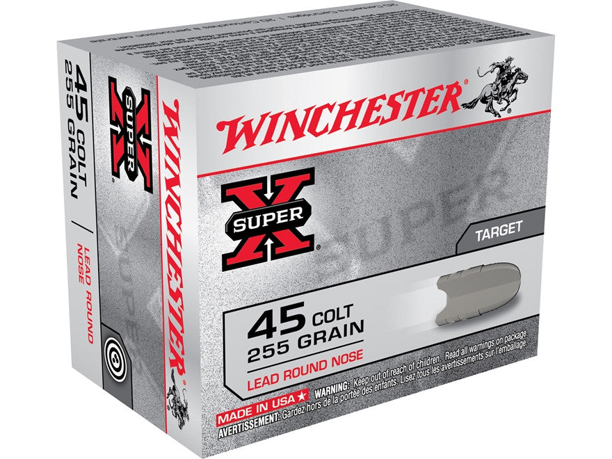 Winchester Super-X Ammunition 45 Colt (Long Colt) 255 Grain Lead Round Nose (20pk) (X45CP2)