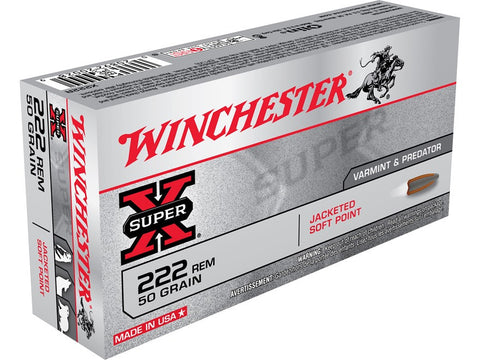 Winchester Super-X Ammunition 222 Remington 50 Grain Pointed Soft Point (20pk) (X222R)