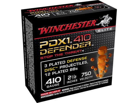 Winchester PDX1 Defender Ammunition 410 Bore 2-1/2" 3 Disks over 1/4 oz BB Shot (10pk)