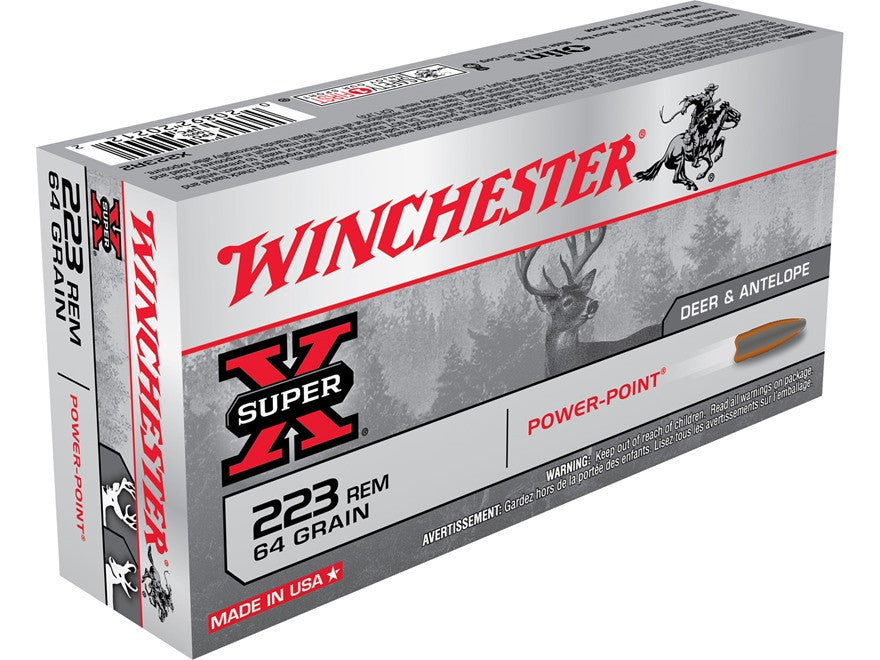 Winchester Super-X 223 Remington Ammunition 64 Grain Power-Point (20pk) (X223R2)