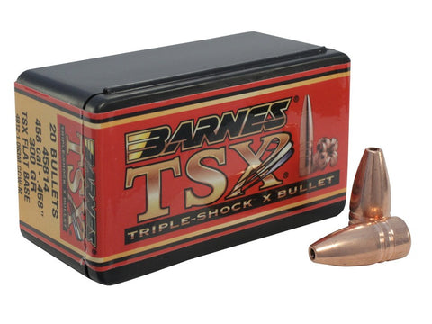 Barnes Triple-Shock X Bullets 458 Caliber (458 Diameter) 300 Grain Hollow Point Flat Base Lead-Free (20pk)
