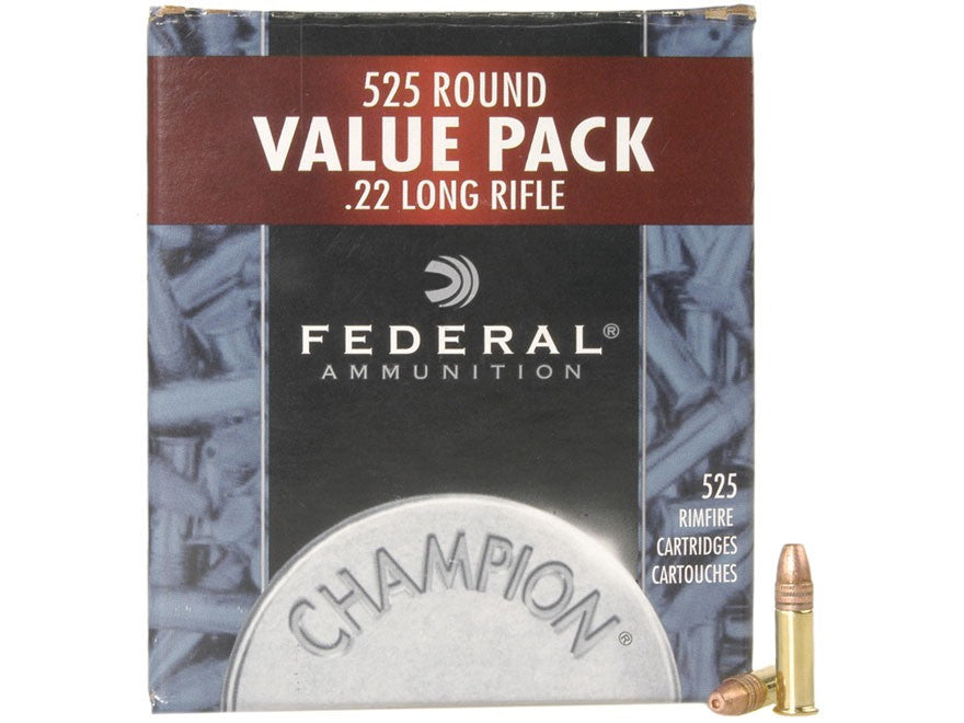 Federal Champion Target Ammunition 22 Long Rifle (22LR) 36 Grain Plated Lead Hollow Point (HP) (525pk)