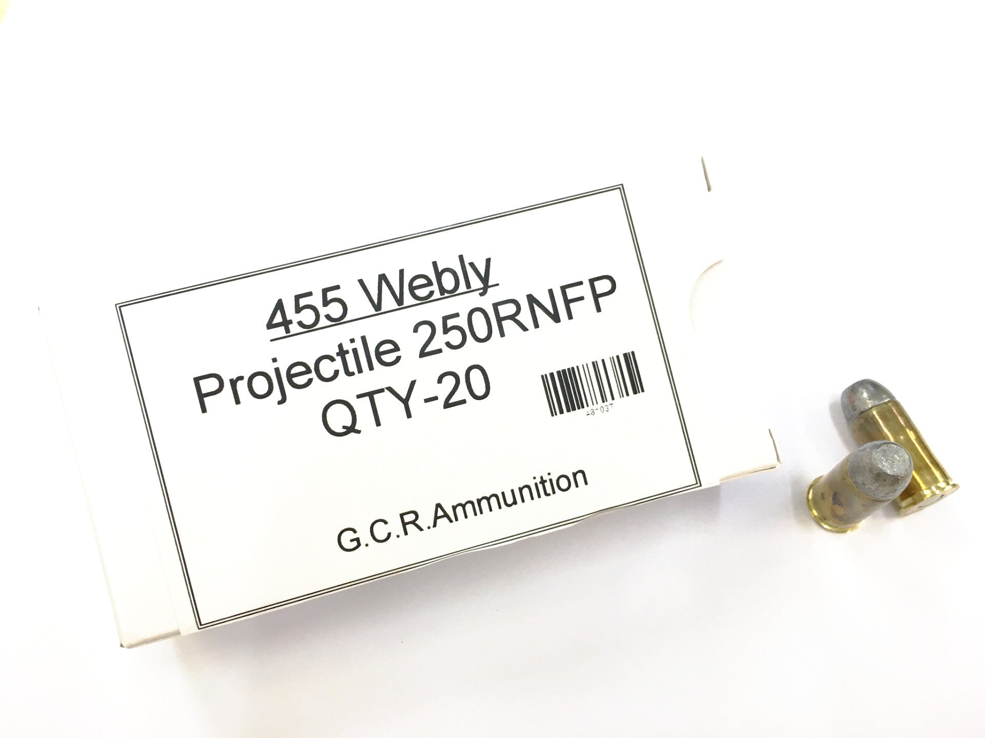 GCR Ammunition 455 Webley 250 Grain Lead Flat Nose (20pk)