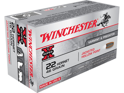 Winchester Super-X Ammunition 22 Hornet 46 Grain Jacketed Hollow Point (50pk) (X22H2)