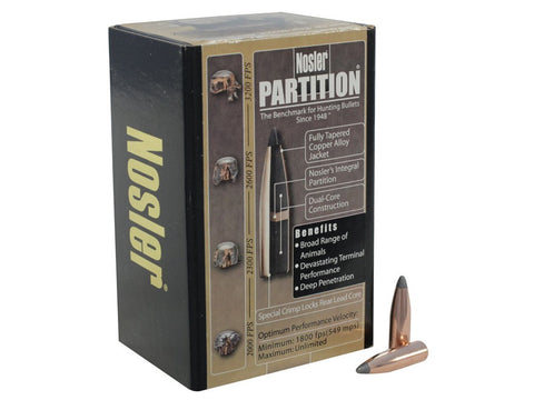 Nosler Partition Bullets 243 Caliber, 6mm (243 Diameter) 85 Grain Spitzer (50pk)