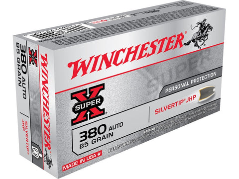 Winchester Super-X Ammunition 380 ACP 85 Grain Silvertip Hollow Point (50pk)