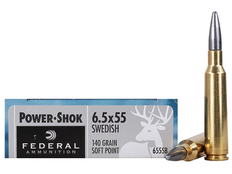 Federal Power-Shok Ammunition 6.5x55mm Swedish Mauser 140 Grain Soft Point Moly (20pk)