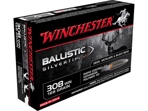 Winchester Supreme Ammunition 308 Winchester 168 Grain Ballistic Silvertip (20pk) (SBST308A)
