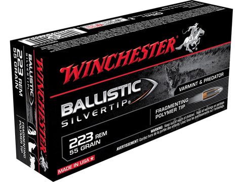 Winchester Supreme Ammunition 223 Remington 55 Grain Ballistic Silvertip (20pk) SBST223B