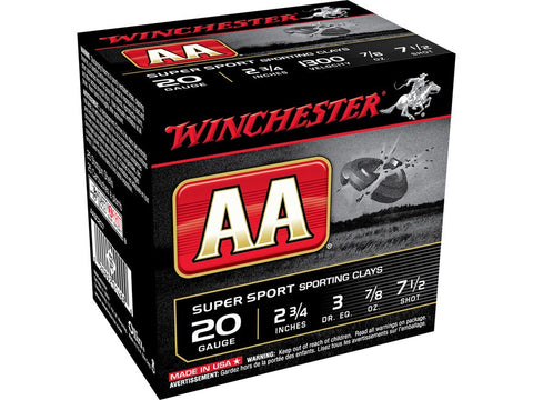 Winchester AA Sporting Clayss 20 Gauge Ammunition 2-3/4" 7/8 oz #7-1/2 Shot (25pk) (AASC207)