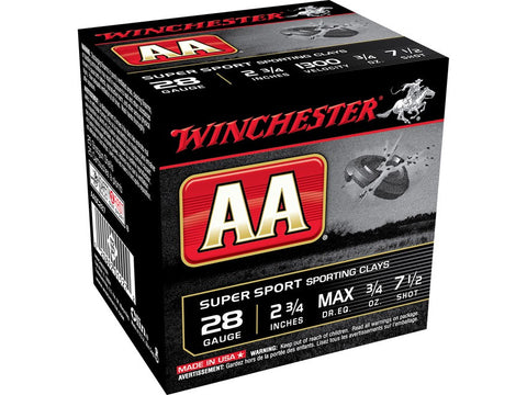 Winchester AA Super Sport Sporting Clays Ammunition 28 Gauge 2-3/4" 3/4 oz #7-1/2 Shot (25pk)