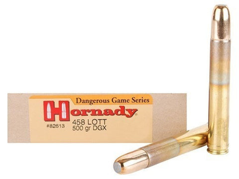 Hornady Dangerous Game Ammunition 458 Lott 500 Grain DGX Flat Nose Expanding (20pk)