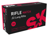SK Rifle Match Ammunition 22 Long Rifle (22LR) 40 Grain Lead Round Nose (LRN) (50pk)