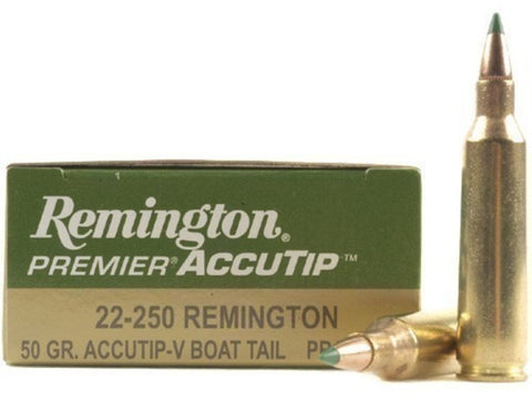Remington Premier Varmint Ammunition 22-250 Remington 50 Grain AccuTip Boat Tail (20pk)