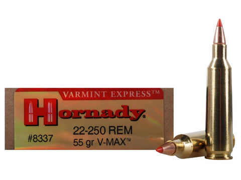 Hornady Varmint Express Ammunition 22-250 Remington 55 Grain V-Max (20pk)
