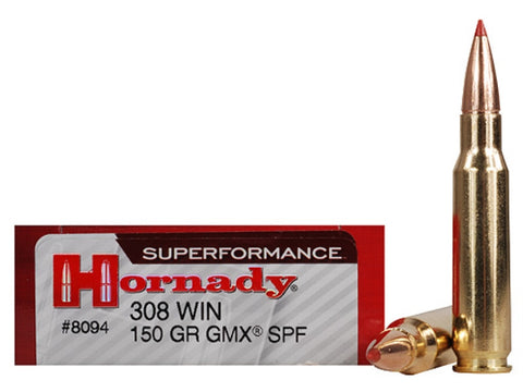 Hornady Superformance GMX Ammunition 308 Winchester 150 Grain GMX Boat Tail Lead-Free (20pk)