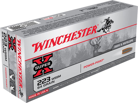 Winchester Super-X Ammunition 223 Winchester Super Short Magnum (WSSM) 64 Grain Power-Point (20pk)