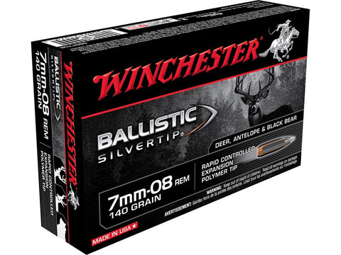 Winchester Ballistic Silvertip Ammunition 7mm-08 Remington 140 Grain Rapid Controlled Expansion Polymer Tip (20pk)
