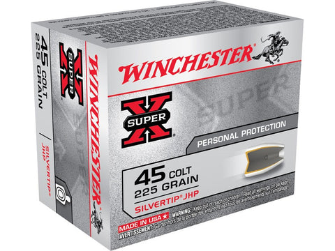 Winchester Super-X Ammunition 45 Colt (Long Colt) 225 Grain Silvertip Hollow Point (20pk)