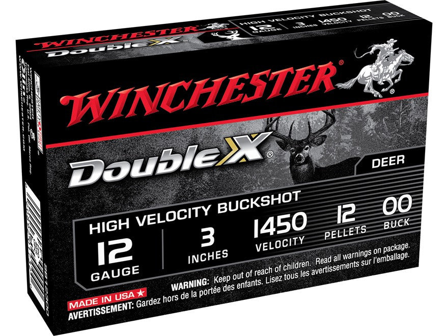 Winchester Double X Magnum Ammunition 12 Gauge 3" Buffered 00 Copper Plated Buckshot 12 Pellets (5pk)